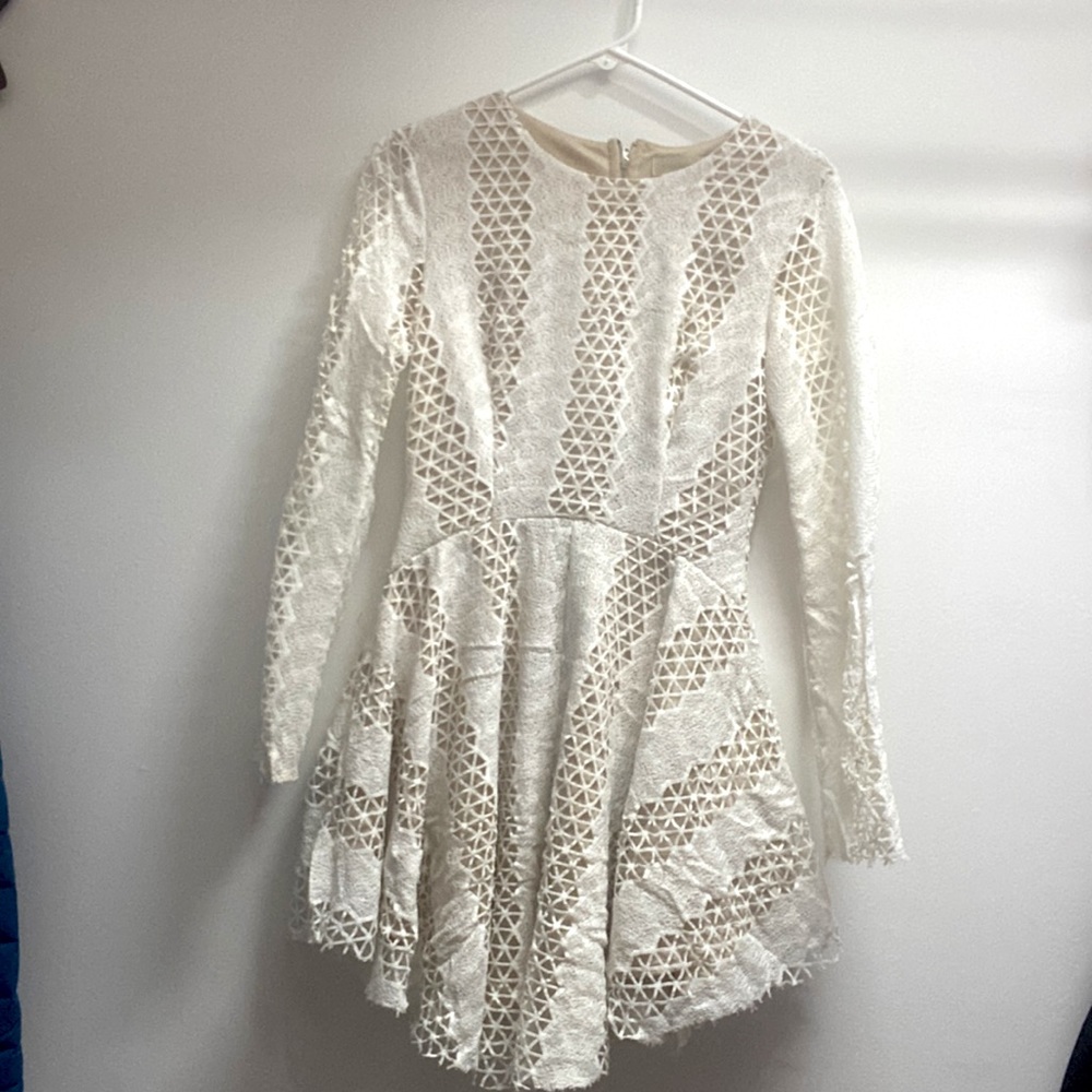 Long Sleeve beige cocktail dress